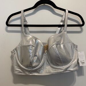 Cacique Swim Metallic Silver Underwire Swim Top